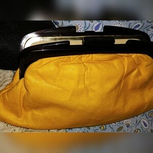 Leather Kiss Clasp Clutch